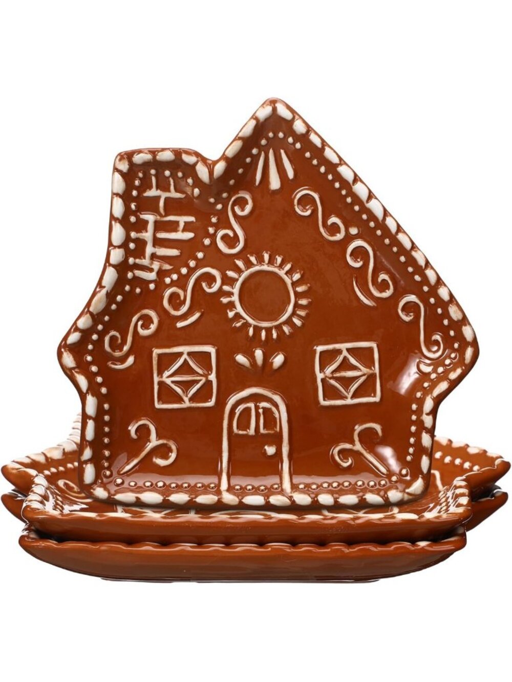 Set of 3 Christmas Gingerbread Plates - 8” Ceramic Holiday Dinnerware & Dessert